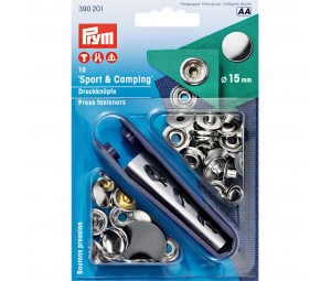Set capse metalice argintii, 15 mm - Prym 390201